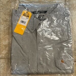 Carhartt Force Mens Gray Long Sleeve Button Up Shirt Size 2XL-Tall